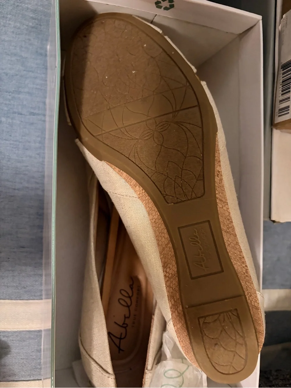 Abella Cream Peep-Toe Cork Wedge Pumps